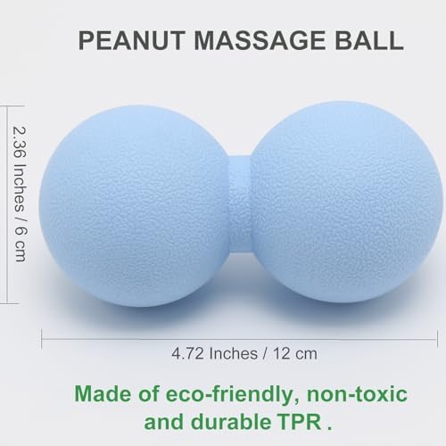 Hard Peanut Massage Ball, Double Lacrosse Massage Ball. Deep Tissue Massage Roller Mobility Ball for Physical Therapy Myofascial Release Muscle Relaxer Acupoint Massage (Blue) - Image 2