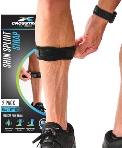 Calf & Shin Supports, Shin Splint Brace | Adjustable Neoprene Shin Splint & Leg Compression Support Strap | for Strains, Injuries, Pain by CROSSTRAP