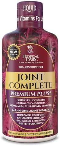 Joint Complete Premium Plus - Liquid Joint Supplement w/Glucosamine, Chondroitin, MSM Plus 800mg Turmeric – 98% Max Absorption – 32oz, 32 serv by TropicalOasis