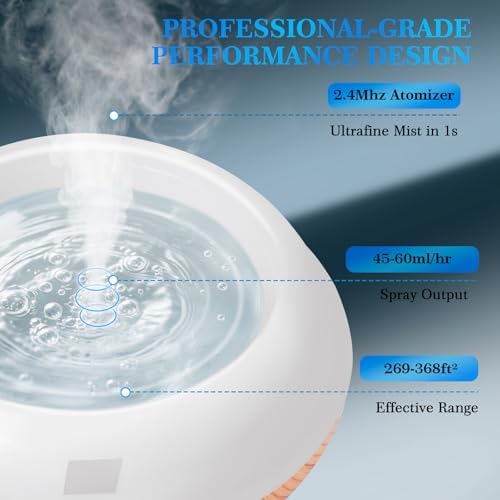 500ML Essential Oil Diffuser, Aromatherapy Diffuser with Remote Control, Multifunctional Air Diffusers for Home Office Room, Fragrance Aroma Diffuser with 7 Color LED & 2 Mist Mode, Light Brown - Image 6