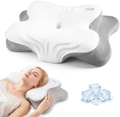VYLEE Ergonomic Memory Foam Pillow for Neck Pain Relief – Cooling Side & Back Sleeper Support – Orthopedic Contour Bed Pillow with Breathable Cover – Cervical Support, Deep Sleep Comfort by VYLEETechnologyLLC