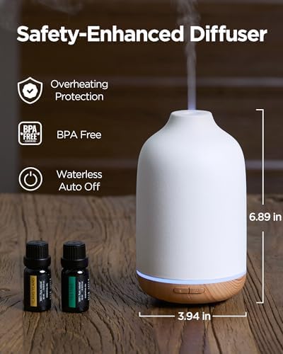InnoGear 150ml Ceramic Essential Oil Diffuser, Diffusers for Home, Yellow - Image 3