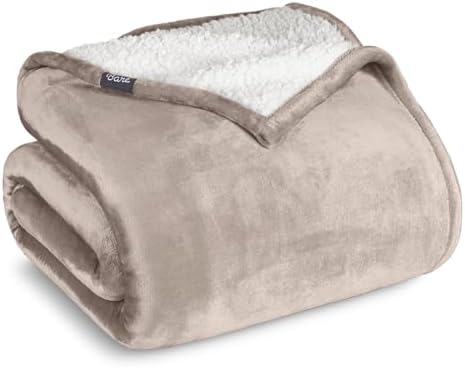 Bare Home Sherpa Fleece Blanket (King, Pebble) by BareHome