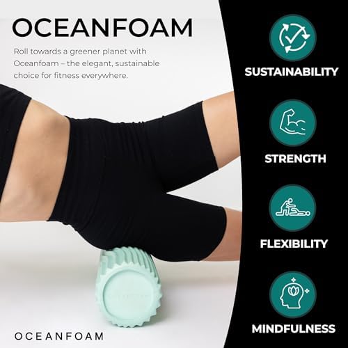 Oceanfoam Tidal Roller - Seafoam - Muscle Massage Foam Roller for Back Pain & Stretching - Firm and Ergonomic Wide Wave Textured - Yoga, Athletics, & Wellness - Full Size, 20" x 5" - Image 3