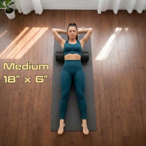 Foam Roller for Muscle Massage, Stiff Back Pain Relief, Physical Therapy, Deep Tissue, Exercise Equipment for Home Gym, Stress, Yoga, Pilates for the fit Citizen (Black, Medium 18 x 6 Inches) - Image 3
