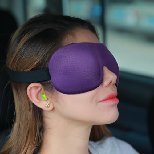 Sleep Mask Invisible Alar Deep Orbit 3D Eye Mask Ultra Lightweight & Comfortable Sleeping Mask for Travel, Nap, Shift Works,XL Purple - Image 6