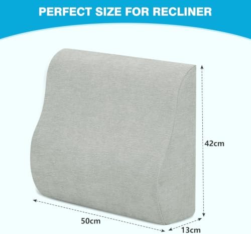 Lumbar Support Pillow for Recliner & Back Pillow for Couch, Dual Layer Memory Foam Back Support for Deep Recliner Chair for Senior Citizen to Sit Up Straight Light Grey - Image 5