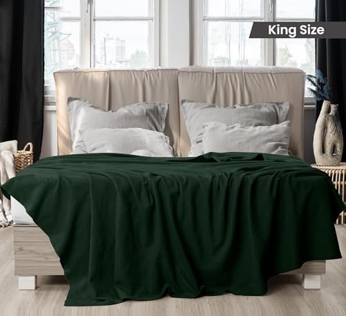 Utopia Bedding 100% Cotton Thermal Blanket Forest Green King, 90x108 Inches - Image 2