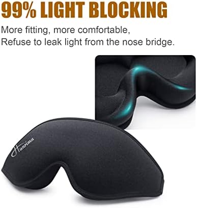 Sleep Eye Mask for Women Men, Soft and Comfortable Night Eye Mask for Sleeping, 3D Blockout Eye Cover for Travel, Blindfold with Adjustable Strap (Black) - Image 3