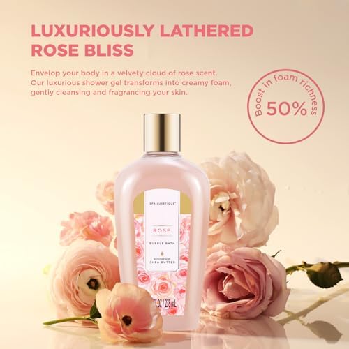 Spa Luxetique Spa Baskets for Women Gift, Womens Spa Gift Baskets, 15pcs Rose Spa Sets, Spa Kit Includes Body Oil, Bubble Bath, Bath Sets for Women, Mothers Day Gifts - Image 3