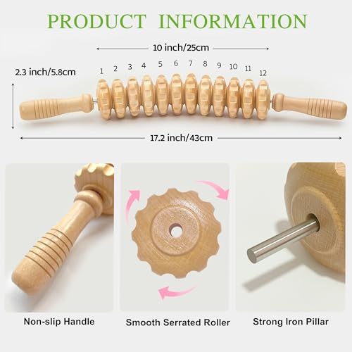 Wood Therapy Massage Roller Stick for Muscle Relief & Cellulite Reduction - Image 2