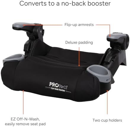Baby Trend Protect 2-in-1 Folding Belt-Positioning Booster Seat, Midnight Black - Image 2