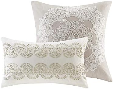 Harbor House Modern Design Decorative Pillow Hypoallergenic Sofa Cushion Lumbar, Back Support, Square 18" x 18", Suzanna, Cotton Medallion Taupe - Image 5