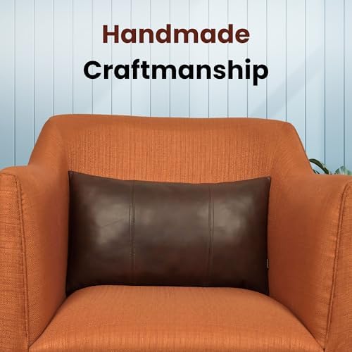 LL LEATHER LOVERS 100% Lambskin Leather Pillow Cover 16x24 Inch – Hand-Stitched Cushion Case with Hidden Zipper, Decorative Throw Cover for Sofa, Bed and Living Room - Brown Antique Panel Pack of 2 - Image 3