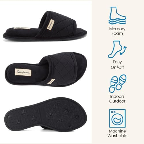 Dearfoams womens Slipper Memory Foam Summer House Shoe Beatrice Terry Slide - Image 2