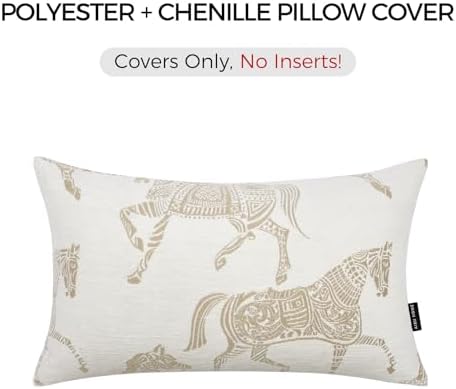 Lumbar Pillow Covers 12x20 inches, Double Sided Horse Pattern Chenille Jacquard Embroidered Decorative Throw Pillows Cover, Luxury Couch Cushion Cover for Bed Sofa Living Room Bedroom - Image 6