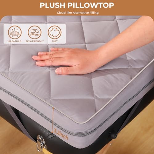 3.2 Inch Lash Bed Topper Set,Gel Memory Foam Massage Bed Topper, Waterproof Fluffy Pillow Top Cover for Spa Esthetician Wax,Includes Grey Massage Table Toppe & Face Rest Cover - Image 4