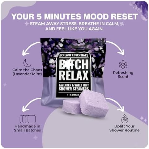 Explicit Essentials B Relax Shower Steamers | Lavender Mint Aromatherapy Shower Steamers for Relaxation & Stress Relief | Spa Shower Gift for Self-Care, Birthdays & Holidays - Image 2