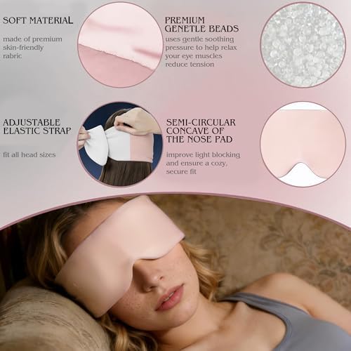 Weighted Sleep Mask for Side Sleepers, 100% Blackout Eye Mask for Sleeping with Adjustable Strap, Dual-Sided Cooling Silk & Warm Cotton Blindfold, Zero Pressure Eye Cover for Travel, Nap & Yoga - Image 3