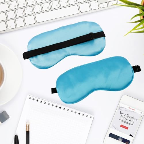 2 PCS Blue Silk Sleep Mask - Eye Masks for Sleep, Blindfold Travel Eye Mask - Shade Cover for Sleeping - Men & Women - Image 7