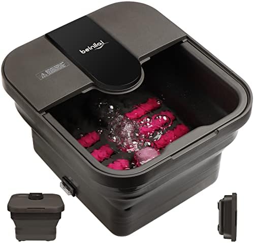 Beinilai Collapsible Foot Spa,Foot Bath with Heat and Massage and Bubble Jets,Foot Soak Tub with Six Non Motorized Rollers,Acupressure Massage Points,Red Light and Removable Pumice Stone by Beinilai