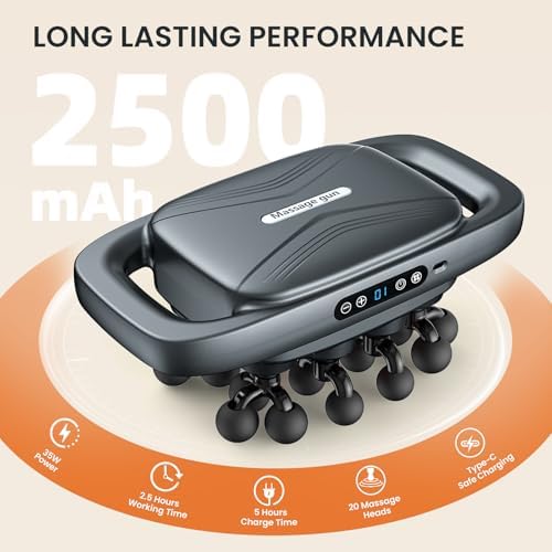 Envyvip 20-Heads Back Massager for Deep Tissue, Fathers Day Birthday Gifts for Men, Dad, Husband, Grandpa - 3 Modes 30 Speeds, Large Massage Area - Image 3
