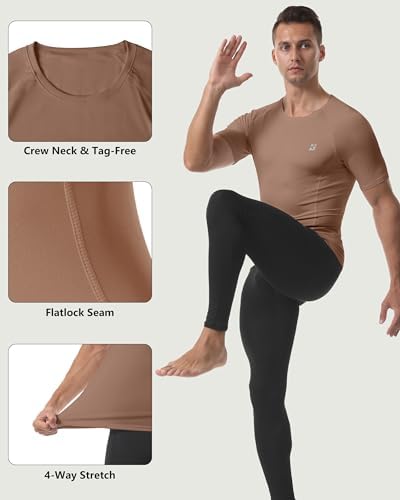 Roadbox Compression Shirt Men Short Sleeve, Cool Dry Base Layer Athletic Undershirts, Workout T-Shirt for Sports Gym Running - Image 4