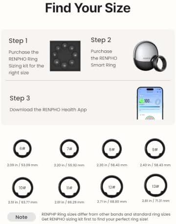 RENPHO Lynx Smart Ring, Subscription-Free App, Black, Size 10 - Image 2