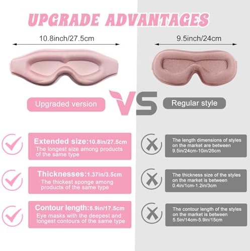 3D Advanced Eye Mask for Sleeping，Ultra Delicate Soft Skin Friendly Eye mask，100% Blackout Sleep Eye Mask for Sleep, Eyelash Extension Sleep mask - Image 2