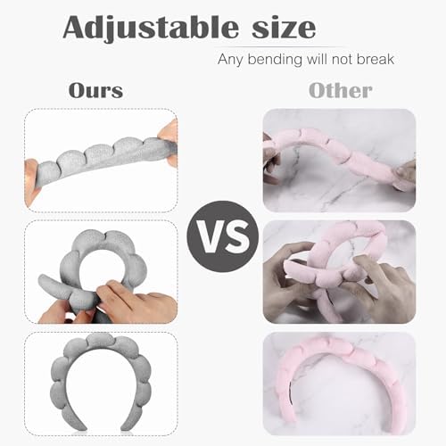 Ztomine Spa Headbands for Washing Face or Facial, Set of 2 Skincare Headbands, Terry Cloth Headband Wash Combo Pack - Puffy Makeup Washing, Mask, Skin Treatment - Image 4