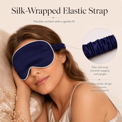 Silk Sleep Mask Light Blocking Luxury 100% Mulberry 19mm Silk Eye Mask Eye Cover Blindfold Ultra Soft Light & Comfy Anti Aging Skin Care with Travel Bag Gift Package - Image 4