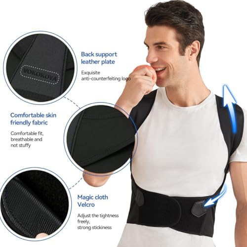 VOKOKOYA Posture Corrector for Women and Men,Adjustable Shoulder Straightener,Back Support Brace,Upper Spine scoliosis, hunchback Black X-Large - Image 6