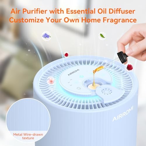AIRROMI Air Purifier for Bedroom with HEPA 3-in-1 Filter, Pet Air Purifier for Home Cat Pee Smell, Covers Upto 990 Ft², Quiet 360° intake Air Cleaner for pet hair,allergies,Dust,Smoke A2001 Blue - Image 5