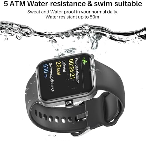 TOZO Smart Watch Alexa Built-in Fitness Tracker with Sleep Monitor, 5ATM Waterproof HD Touchscreen for Men Women Compatible with iPhone&Android Black - Image 6
