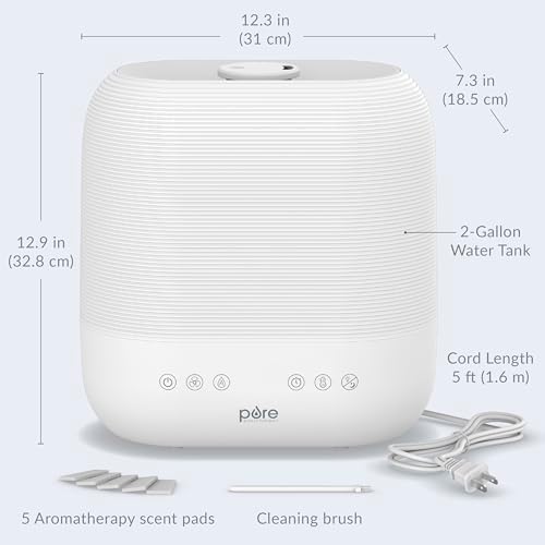 Pure Enrichment HUME Sense Warm & Cool Mist Top-Fill Humidifier, 2-Gal Tank, Up to 4.5 Days, Auto Humidity Sensor, 3 Mist Levels, Night Light, Aromatherapy, Sleep Mode & Auto Shut-Off - Image 7