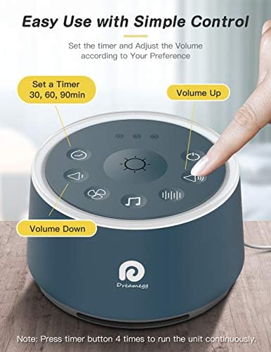 Dreamegg D1 White Noise Sound Machine with Baby Night Light, Navy Blue - Image 5