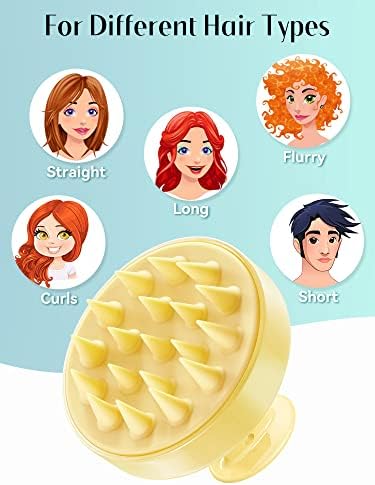 HEETA Scalp Massager with Soft Silicone Bristles - Promotes Hair Growth, Exfoliates Scalp, Removes Dandruff, and Enhances Shampoo Cleansing, Yellow - Image 6
