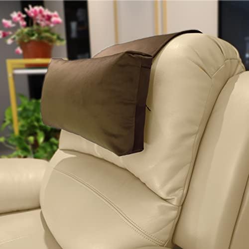 Velvet Recliner Head Pillow with Non-Slip Base - Adjustable Neck Support for Pain Relief in Home, Office and Travel (Brown) by AmazeCov