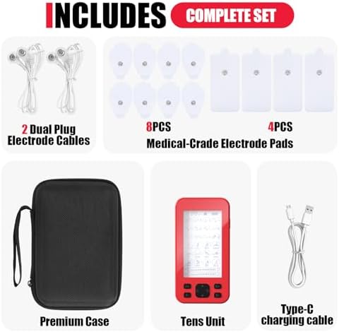 TENS Unit Muscle Stimulator, 3-in-1 TENS & EMS Stimulator Machine with 24 Modes & 20 Levels, Rechargeable EMS Massager for Neck, Shoulder, Sciatica & Back Pain Relief with 12 Pads, EVA Case - Image 7