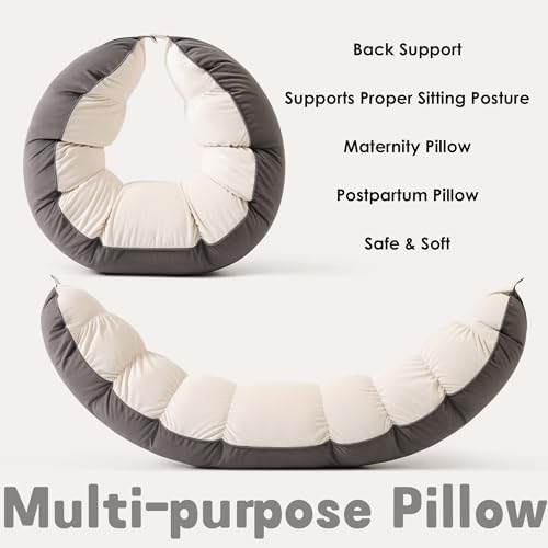 Peallow(Pat. Pend) – Long Round Body Pillow for Adults, Bolster Pillow for Sleeping, Soft and Supportive Pillow for Sleeping & Lumbar Support (Gray-White, 59") - Image 6