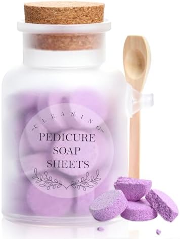 Pedicure Foot Spa Tablets 10 Oz Plastic Bath Salts Jar Foot Soak Tablets Manicure Soak Balls Softens Skin Botanicals Lavender Essential Oil Fast Dissolving Pedicure Supplies by DOSTATNI