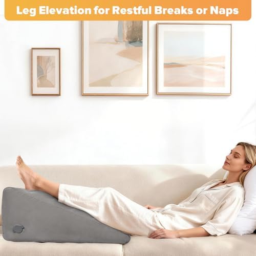 USHMA Inflatable Wedge Pillow for Traveling, 12 Inch Travel Bed Wedge for Headboard Triangle Pillow, Travel Wedge Pillow for Sleeping, Acid Reflux Relief, After Surgery, Back Pain Relief - Image 4