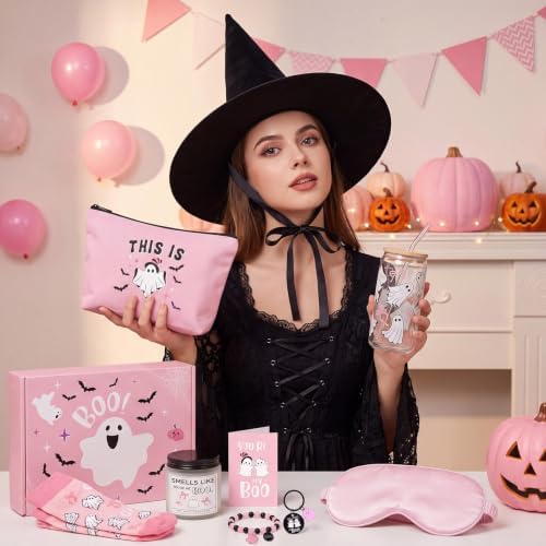 9 Pcs Boo Basket Stuffers for Women Pink Halloween Spooky Gift Box - Image 6