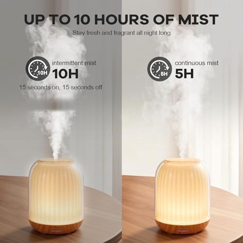 Essential Oil Diffuser with Night Lamp | 120ml USB Portable Aroma Diffuser with Wood-Grain Base & Glass-Look Cover | Humidifier with Lights | Small Humidifier for Bedroom, Office | Room Décor | Gift - Image 4