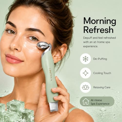 Ice Roller for Face & Eyes, Cooling Facial Roller with Blackhead Remover & 2 Silicone Brushes, Stainless Steel Face Roller for Puffiness, Pores & Deep Cleansing (Green) - Image 2