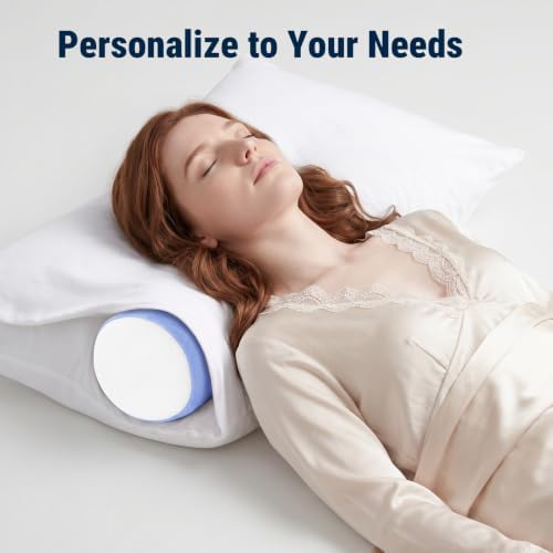 Neck Roll Cervical Pillow for Neck Pain Relief - Memory Foam Neck Pillow for Bed, Round Neck Pillows for Sleeping, 15.7 * 6 * 6inch (Blue-White) - Image 6