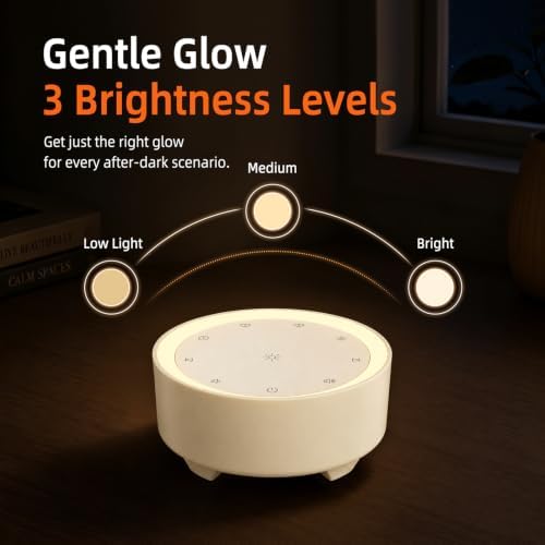 Kipcush White Noise Machine for Sleeping, Baby & Adults, High-Fidelity Non-Looping Sounds, Sleep Sound Machine with Dimmable Night Light, USB Powered, Memory Function, Home, Nursery & Travel - Image 4