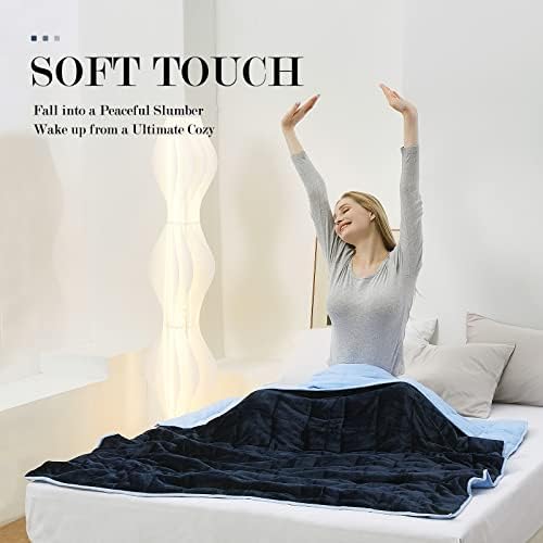 Satwip Weighted Blanket Blue 12 Pounds Fuzzy Warm Flannel Weighted Bed Blanket with Soft Breathable Sanded, 48 x 72 inches, Blue - Image 2