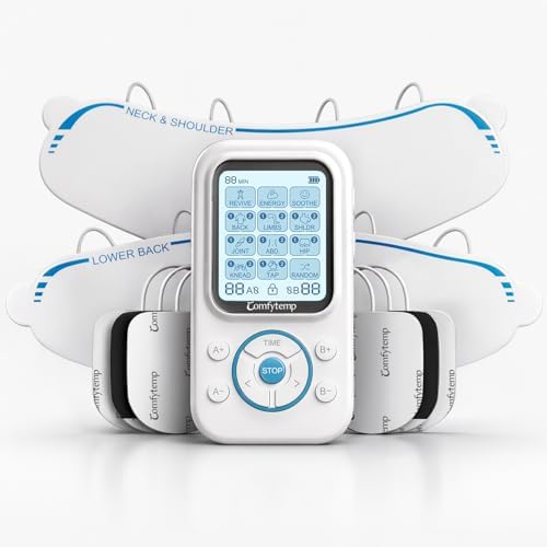 Comfytemp TENS Unit with Specialized Pads for Lower Back & Neck Shoulder Pain Relief, Easy-to-Use TENS Unit Muscle Stimulator with Large Display, Portable Dual Channel TENS Machine with Carrying Case by Comfytemp