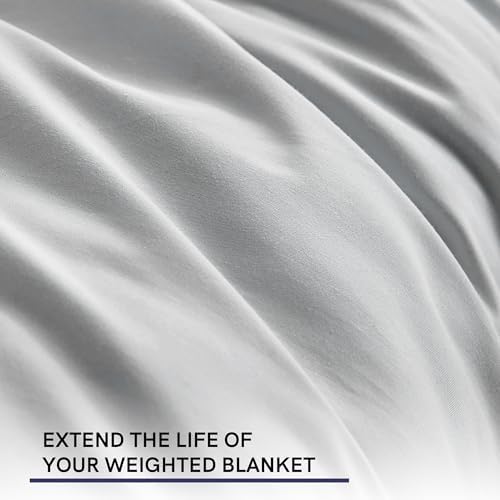 YnM Exclusive Cotton Duvet Cover for Weighted Blankets with 16 Strings (Light Grey, 88"x104") - Image 4